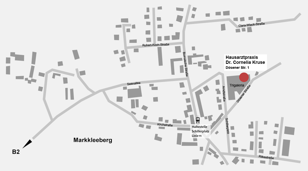 Lageplan Hausarztpraxis Dr. C. Kruse, Markkleeberg